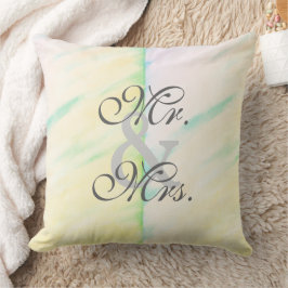 Bride Groom Tropical Watercolor Reversible Pillow Kudde