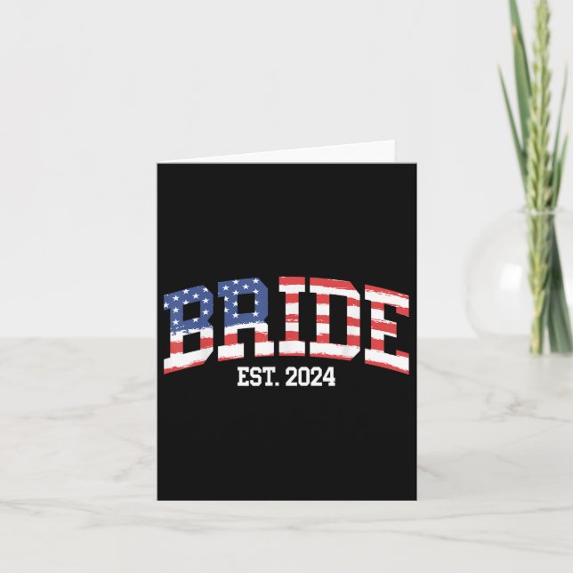Bride Groom US Flagga 4 juli Bröllop Par Morsa Kort (Framsida)