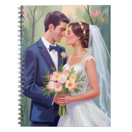 Bride & Groom | Wedding Newlyweds Watercolor Anteckningsbok