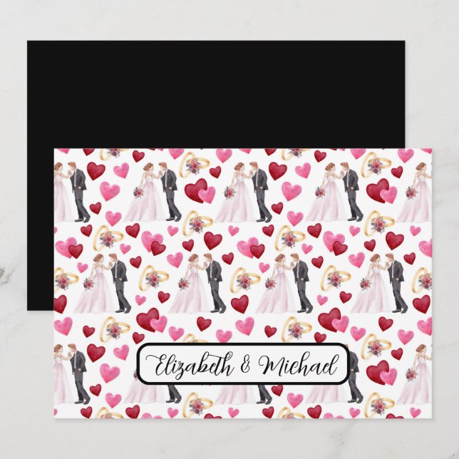 Bride & Groom Wedding Note Card Anteckningskort (Fram/baksida)