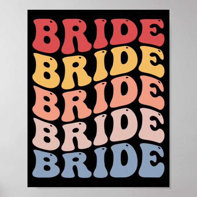 Bride Groovy Möhippa Bachelorette Party Poster (Framsidan)