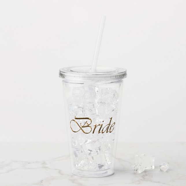 Bride guld elegant  chic Bachelorette Party Take Away Mugg (Baksida Ice)