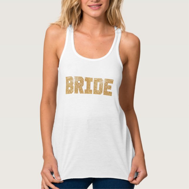 Bride Guld Glitter Bachelorette Tank Linne Med Racerback (Framsida)