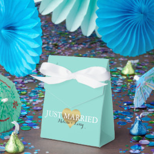 Bride Guld och Teal Blue Ny gifta Party Presentaskar