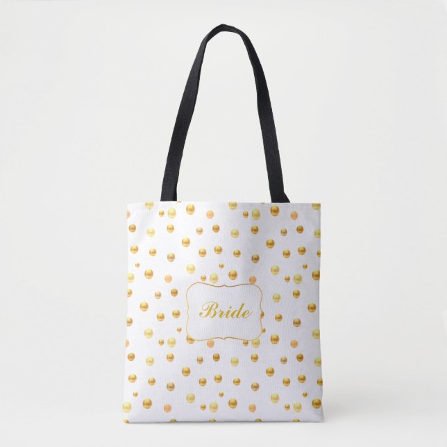 Bride Guld Polka dots Tote Bag Tygkasse (Framsida)