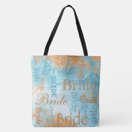 Bride Guld Turcouise Script Modern Bröllop Tygkasse