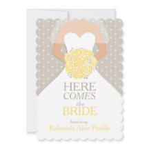 Bride gult bouquet-grafik möhippa inbjudan