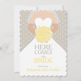 Bride gult bouquet-grafik möhippa inbjudan
