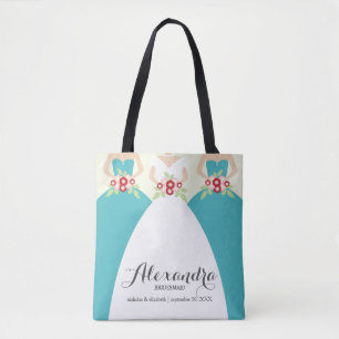 Bride & Hennes Bridesmaids Bröllopsfest Tote (aqua Tygkasse