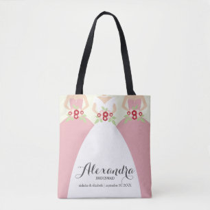 Bride & Hennes Bridesmaids Bröllopsfest Tote (rosa Tygkasse