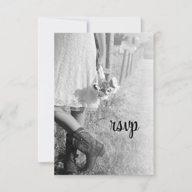 Bride i CowboyBoots med solblommor Bröllop OSA Kort (Framsida)