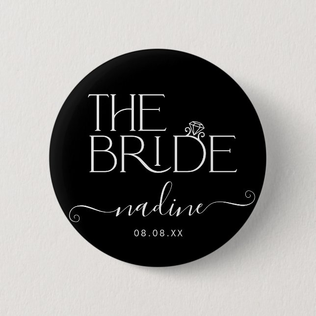 Bride I Do Crew Custom Name Bröllop Ring Knapp (Framsida)
