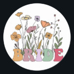 Bride I Do Crew Retro Groovy Bachelorette Party 1 Runt Klistermärke<br><div class="desc">Bride I Do Crew Retro Groovy Bachelorette Party 1</div>
