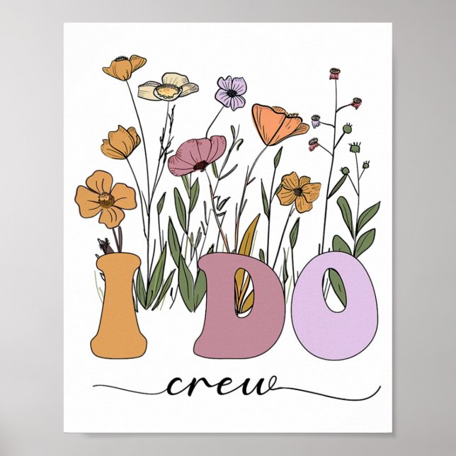 Bride I Do Crew Retro Groovy Bachelorette Party 2 Poster (Framsidan)