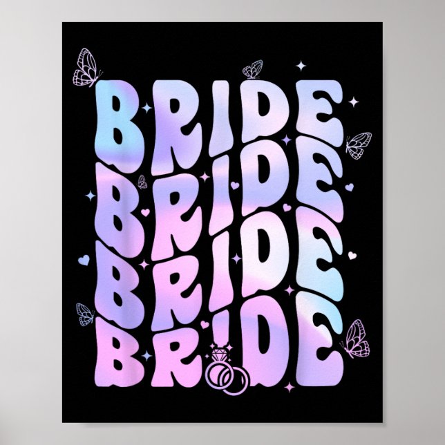 Bride I Do Crew Retro Groovy Bachelorette Party Poster (Framsidan)