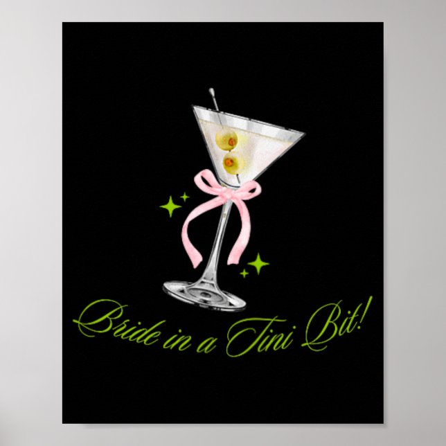 Bride in A Tini Bit Cute Bachelorette Martini Svan Poster (Framsidan)