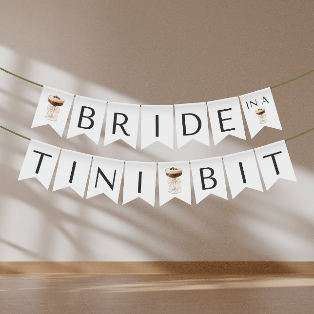 Bride in a Tini Bit - Espresso Martini Möhippa Vimplar (Bride in a Tini Bit - Espresso Martini Bridal Bunting Flags)