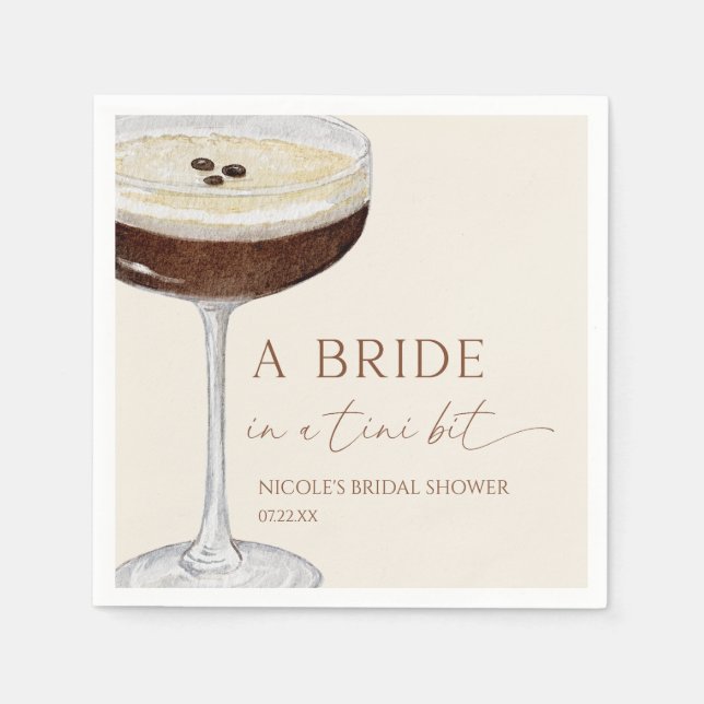 Bride In A Tini Bit Expresso Martini Bridal Shower Pappersservett (Framsidan)