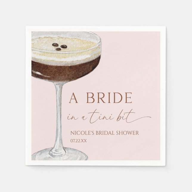 Bride In A Tini Bit Expresso Martini Bridal Shower Pappersservett (Framsidan)