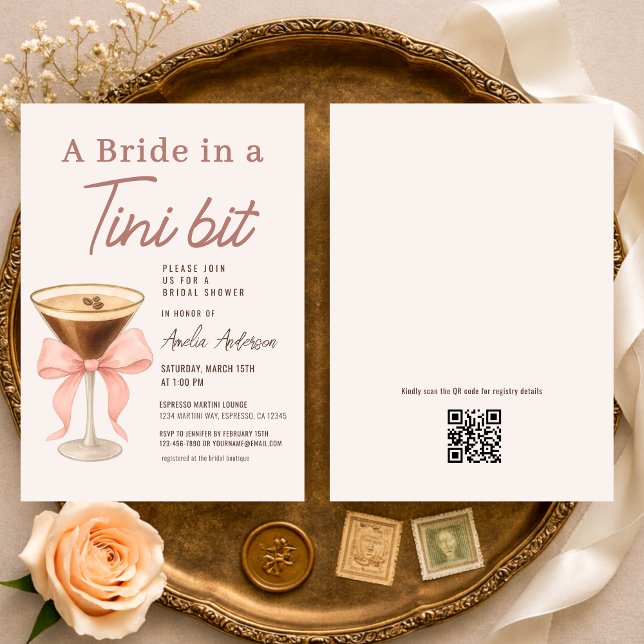 Bride in a Tini Bit QR Code Bridal Shower Inbjudningar (Skapare uppladdad)