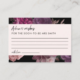Bride in bloom black floral Bridal Shower Advice  Tilläggskort