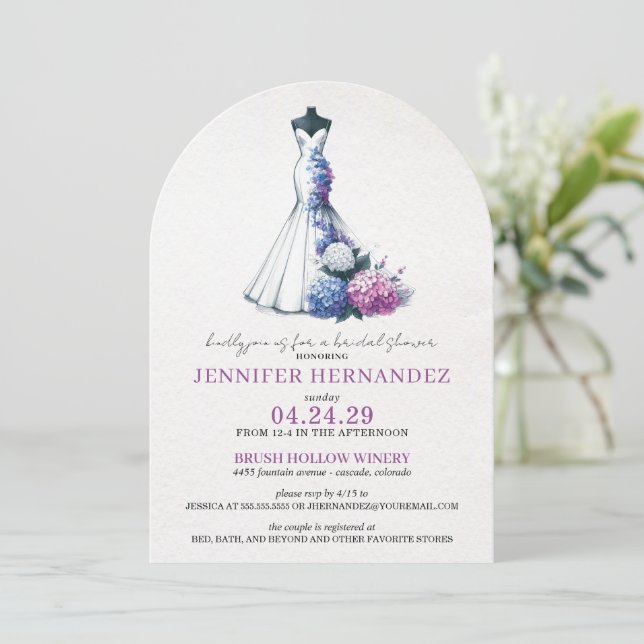 Bride in Bloom Hydrangea Bridal Shower Inbjudningar (Stående Fram)