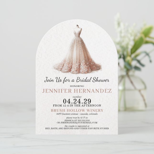 Bride in Bloom Peach Blush Bridal Shower Inbjudningar (Stående Fram)