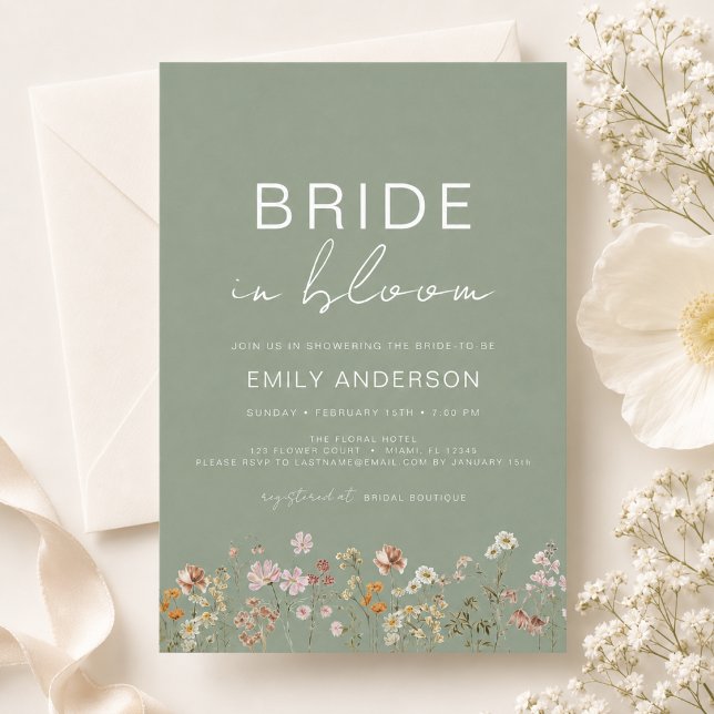Bride in Bloom Wildflower Bridal Shower Inbjudningar (Skapare uppladdad)