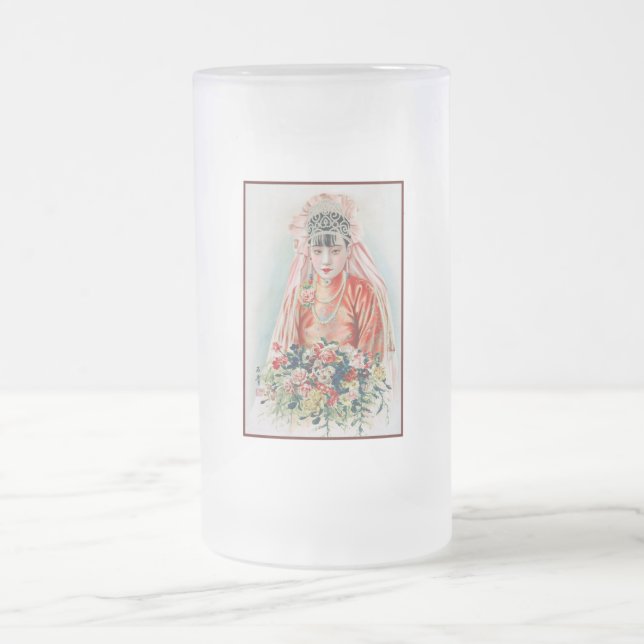 Bride in Chinese Red Wedding Shanghai Yuefenpai Frostat Ölglas (Center)