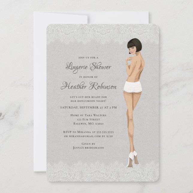 Bride in Panties Lacy Lingerie Shower Inbjudningar (Framsida)