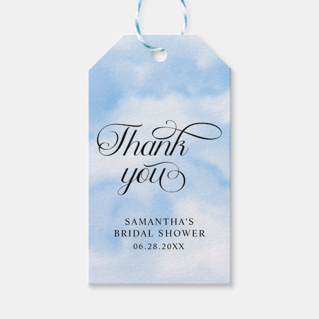 Bride Is On Cloud Nine Bridal Shower Thank you Presentetikett (Framsidan)