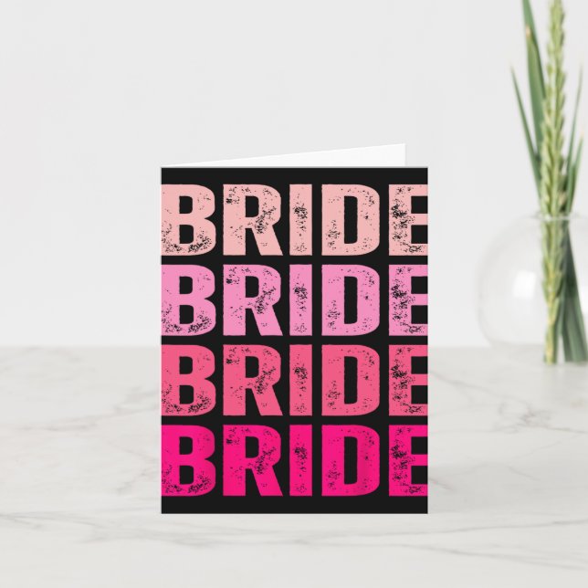 Bride I't Crew Hämtade Rosa Bachelorette Kort (Framsida)
