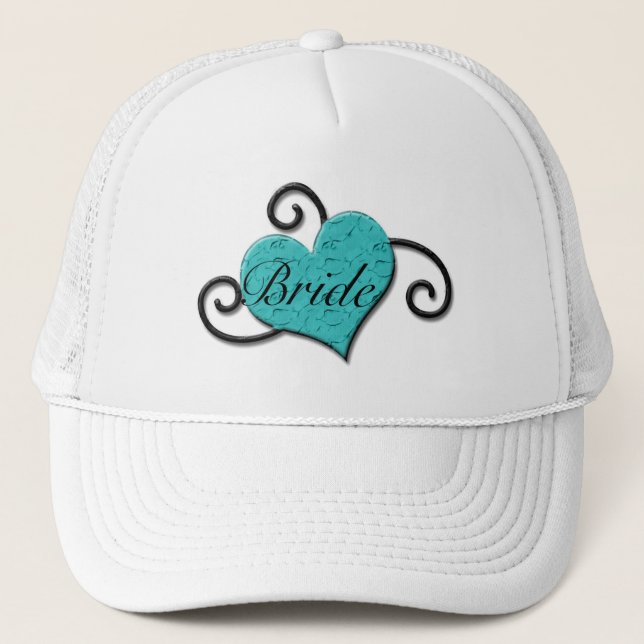 "Bride" - Krackklad turkos/Aqua Heart Keps (Framsida)