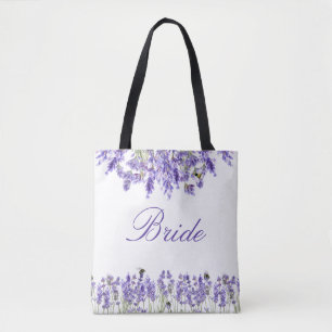 Bride lavender blommigts violett skript tygkasse