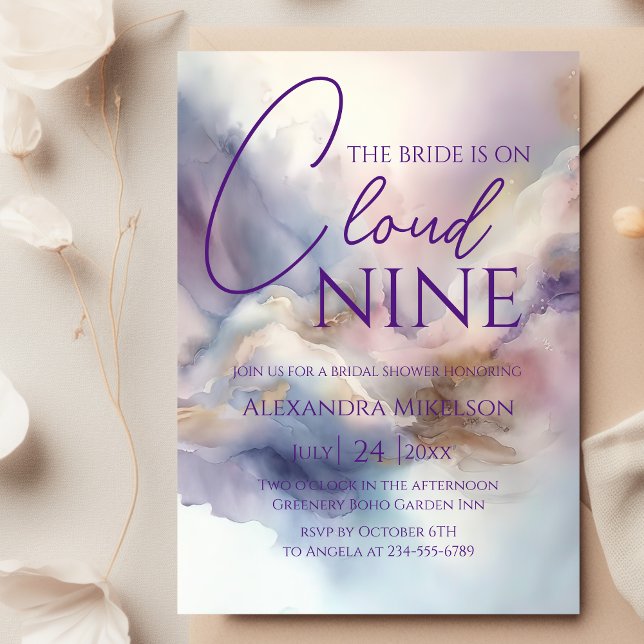 Bride ligger på molnet Nine Bachelorette Helg Part Inbjudningar (Skapare uppladdad)