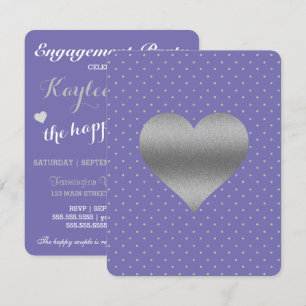 BRIDE Lila Plum Silver Polka Dot Shower Party Inbjudningar