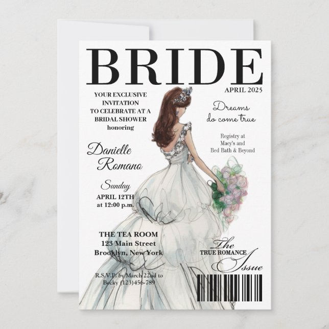 Bride Magazine Modern Inbjudningskort för möhippa (Framsida)