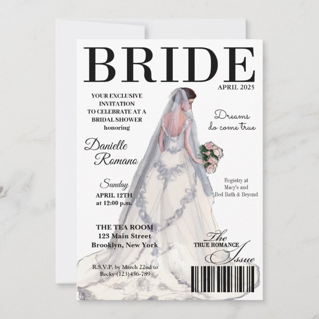 Bride Magazine Modern Inbjudningskort för möhippa (Framsida)