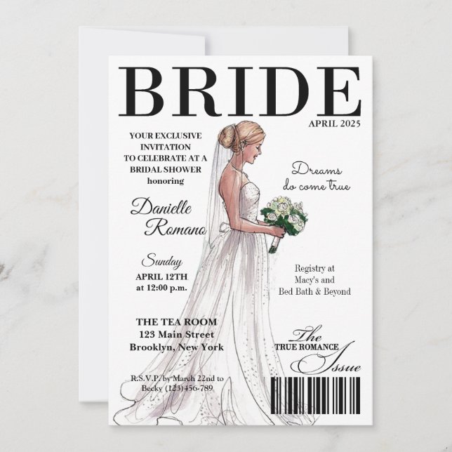 Bride Magazine Modern Inbjudningskort för möhippa (Framsida)