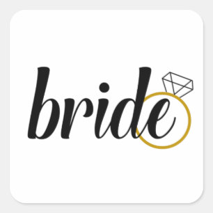 Bride med Ring Fyrkantigt Klistermärke