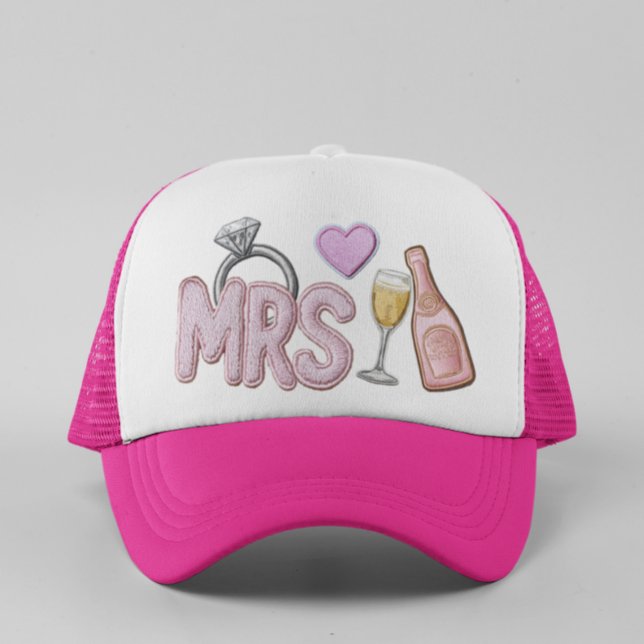 Bride MRS Faux Patch Embroized Champagne Keps (Skapare uppladdad)