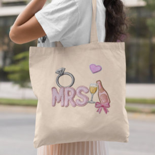 Bride MRS Faux Patch Embroized Champagne Tygkasse