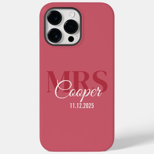 Bride Namn med Bröllop Dag Crimson Red Färg Tex (Baksida)