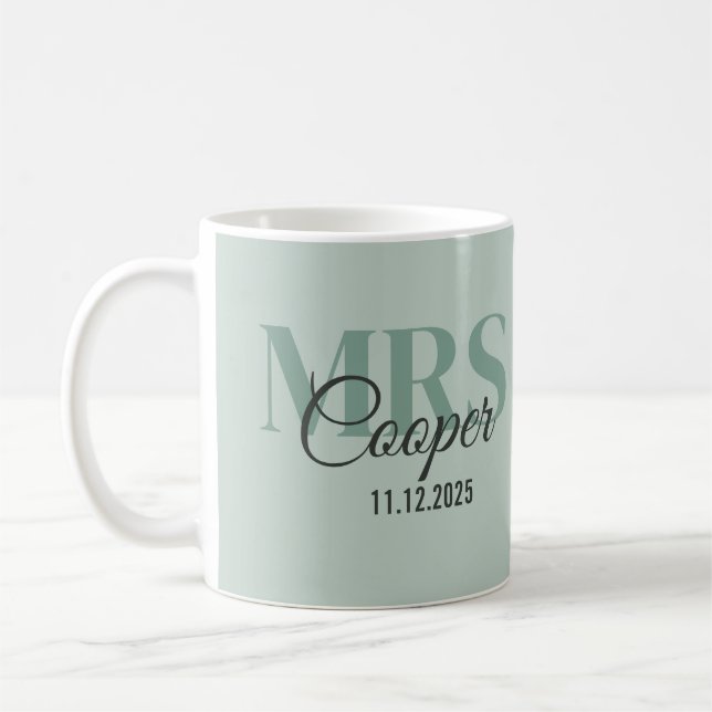 Bride Namn med Bröllop Date Bay pepper Färg Kaffemugg (Vänster)