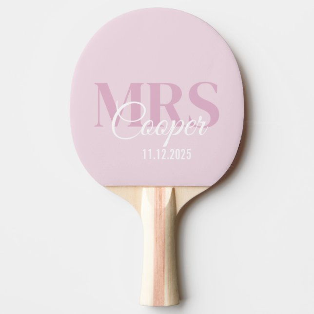 Bride Namn med Bröllop Ljusa rosa Färg Tex Pingisracket (Framsidan)