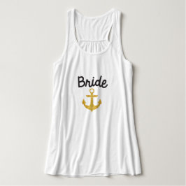 Bride Nautical Anchor Gold Foil Tank Linne Med Racerback