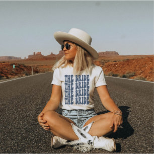 Bride Navy Blue Customized Matching Brudens sida T Shirt