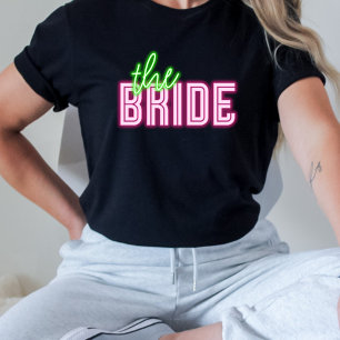 Bride Neon Grönt & Rosa Tropical Bach T Shirt