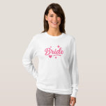 Bride Neon Pink  T Shirt<br><div class="desc">Celebrate your special day with this vibrant "Bride" design in bold neon pink script, accented with playful stars and a heart. Perfect for bachelorette parties, bridal showers, hen dos, and wedding celebrations! Add a fun, festive touch to t-shirts, tote bags, mugs, and more. Make the bride-to-be feel extra special with...</div>