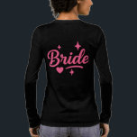 Bride Neon Pink T Shirt<br><div class="desc">Celebrate your special day with this vibrant "Bride" design in bold neon pink script, accented with playful stars and a heart. Perfect for bachelorette parties, bridal showers, hen dos, and wedding celebrations! Add a fun, festive touch to t-shirts, tote bags, mugs, and more. Make the bride-to-be feel extra special with...</div>